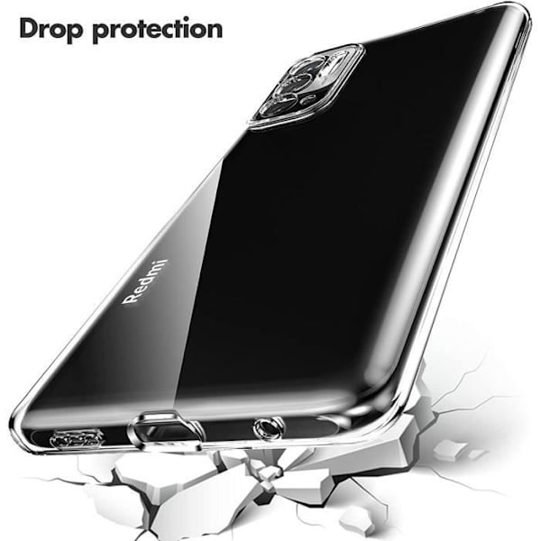 Coque Silicone - E.F.CONNECTION - för Redmi Note 10 5G - Mjuk - Transparent - Stötsäker - 2 Härdat Glas Transparent