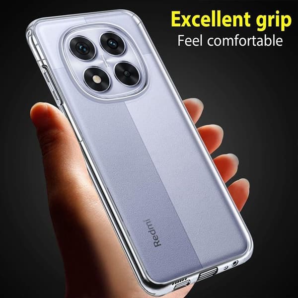Skyddslock - E.F.Connection® - för Xiaomi Redmi Note 14 Pro 5G - Transparent - Stötabsorberande - Heltäckande Transparent