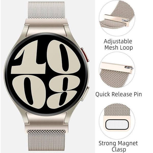 Armbånd til Samsung Galaxy Watch 40mm/42mm/43mm/44mm/46mm/46mm/47mm - Milano Metal Stål Forgyldt gyllene