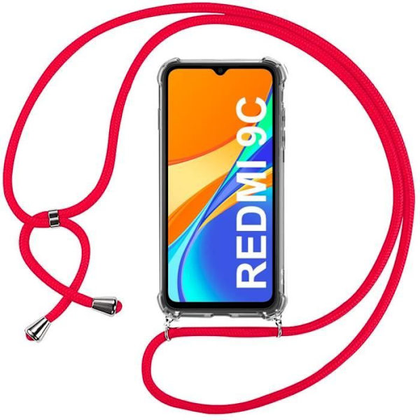 Mjukt skyddsfodral för Xiaomi Redmi 9C - E.F.CONNECTION - Transparent-röd - Anti-chock och anti-repa transparent-röd
