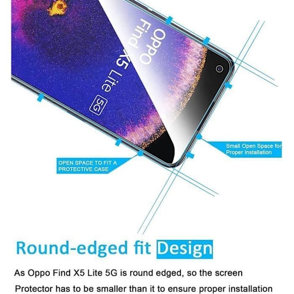 [2 delar] - E.F.CONNECTION - Transparent Härdat Glas - för OPPO Find X5 Lite - 9H Hårdhet - Rep-resistant Transparent