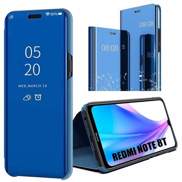 Beskyttelsesetui til Redmi Note 8T - E.F.CONNECTION - Spejleffekt - Gennemsigtigt vindue - Blå blå
