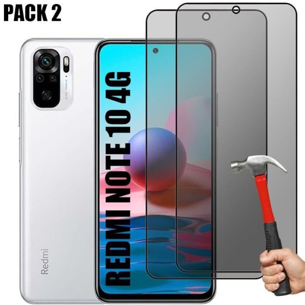 Skærmbeskytter - E.F.CONNECTION - Tempereret glas - Antispion - Sort - til Xiaomi Redmi Note 10 Svart