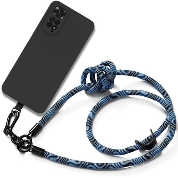 Coque Bandoulière - Xiaomi - Redmi Note 11/11S - Stötresistent - Repellente mot varier - Svart/Blå silikon Svart blå
