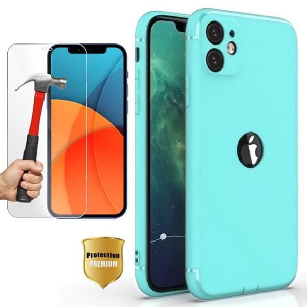 Coque + Härdat glas - E.F.CONNECTION - för iPhone 13 Pro Max - Mjuk - Silikon - 6,7 tum Grön