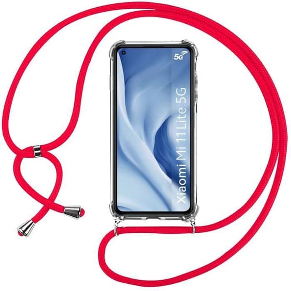 Mobilskal - Xiaomi - Mi 11 Lite - Repellerande - Transparent - Stötsäker transparent-röd