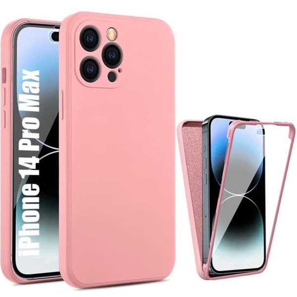 Coque - E.F.CONNECTION - för iPhone 14 Pro Max - Rosa - Helskydd 360° - Stötsäker i silikon Rosa