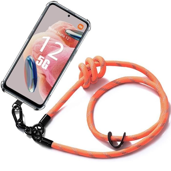 Axelremsfodral för Xiaomi Redmi Note 12 5G Stötsäkert repskydd med robust axelrem Orange