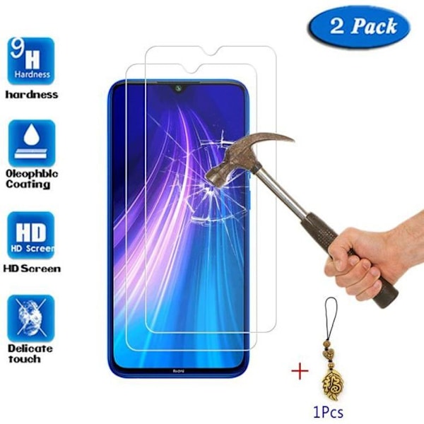 Skærmbeskytter - Xiaomi - Redmi Note 8 - Hærdet glas - Ultra tynd - 2 stk. Transparent
