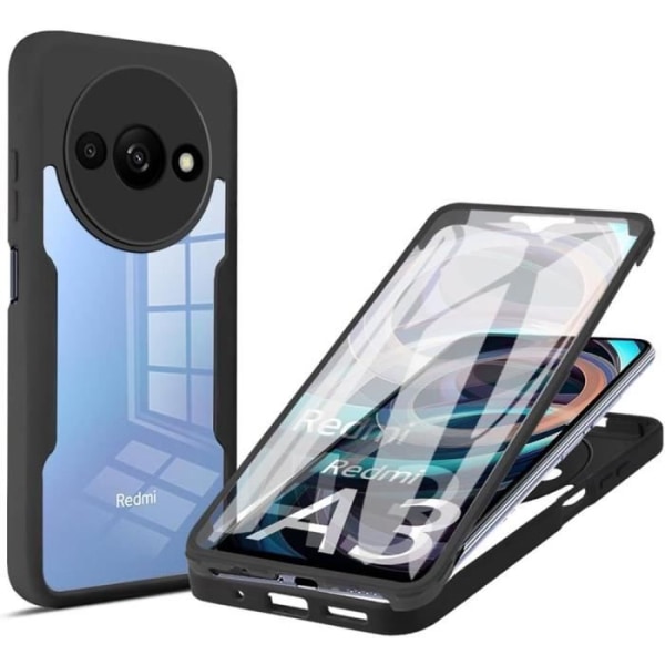 Taske til Xiaomi Redmi A3 Fuld beskyttelse For- og bagside Dobbeltsidet Sort Svart