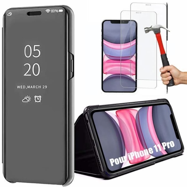 Skyddsfodral för iPhone 11 (6.1") - E.F.CONNECTION - Svart - Spegeleffekt - Fullständigt skydd Svart
