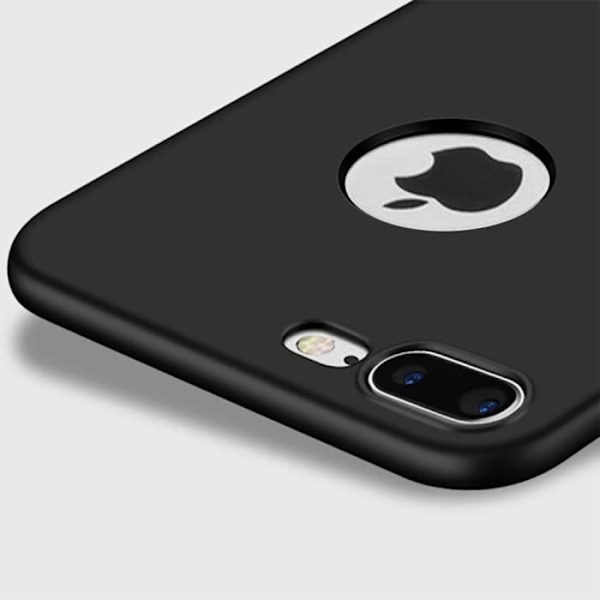 Coque iPhone 8 Plus - Apple - Silikone - Tempereret Glas - Stødabsorbant - Ultra Slim - Mat Sort Svart
