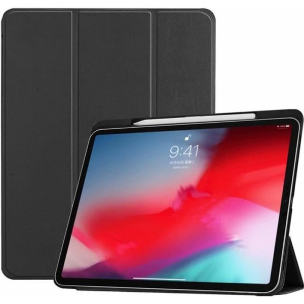 2018 iPad Pro 11 Fodral, Smart Fodral för iPad Pro 11, Smal PU-läderfodral med pennfack Svart