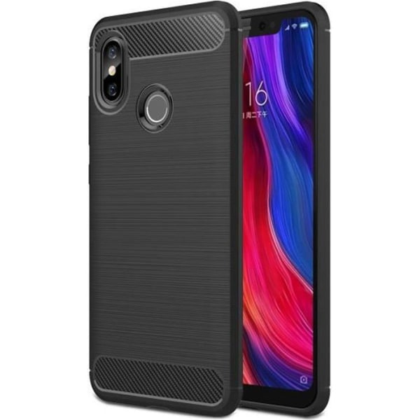 Xiaomi Mi 8 etui Carbon Fiber elastisk TPU beskyttelsescover til Xiaomi Mi 8 - Sort