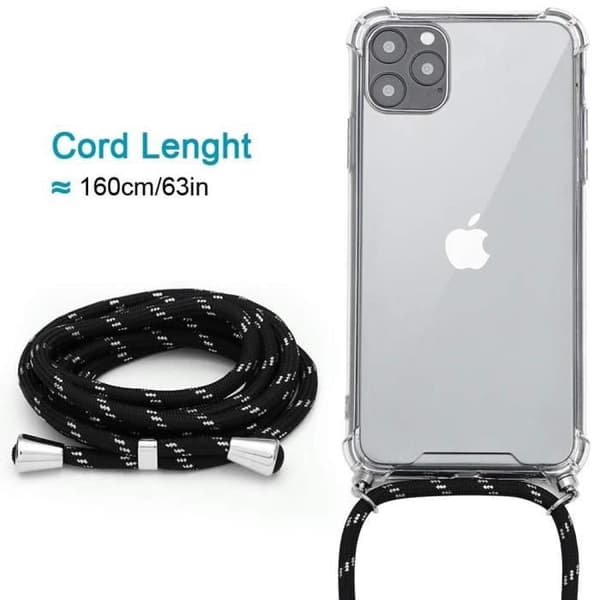 Coque - EF CONNECTION - för iPhone 15 - Förstärkt TPU - Justerbar Snöre - Repellerande Svart