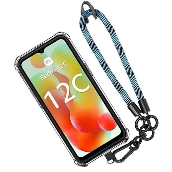 Coque - E.F.CONNECTION - För Xiaomi Redmi 12C/11A - Stöttålig - Rep resistant - Avtagbar Blå Rem Blå