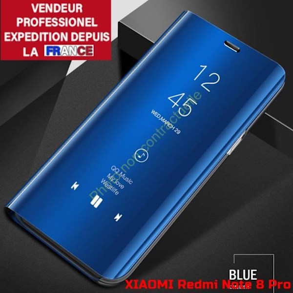 Coque - MISSTARS® - Xiaomi Redmi Note 8 Pro - Etui Spejl Effekt - Blå - Stiv Blå