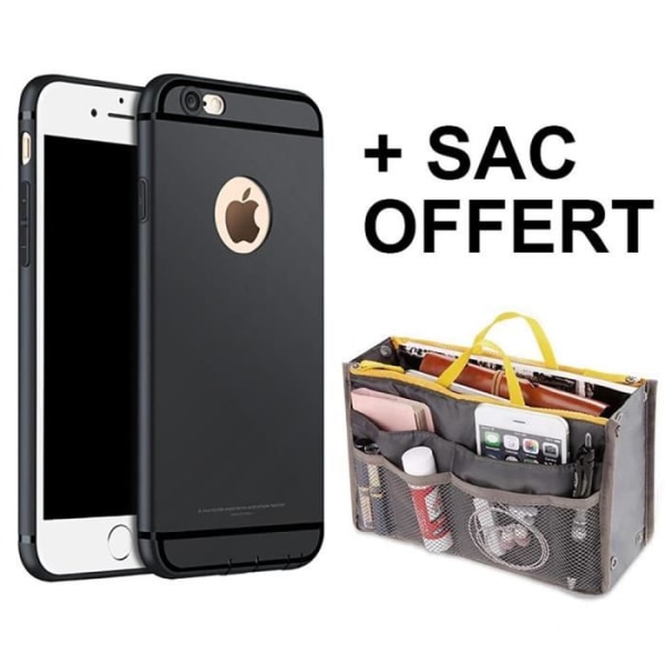 Stötsäker Anti-Rap Matt Silikon iPhone 6Plus/6SPlus Fodral - Svart + Gratis väska
