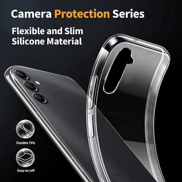 Coque för Samsung Galaxy A14 4G/5G - E.F.CONNECTION - Transparent Silikon - Förstärkt skydd - 2 Härdade glas Transparent
