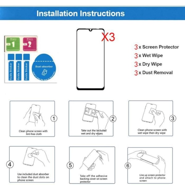 Til Xiaomi Redmi Note 8 Pro Skærmbeskytterfilm i hærdet glas [9H hårdhed] [3 stk] Transparent