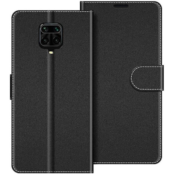 Beskyttelsesetui til Redmi Note 9Pro - E.F.CONNECTION - Lædereffekt Sort - Magnetisk Lukning - Stødabsorberende Svart