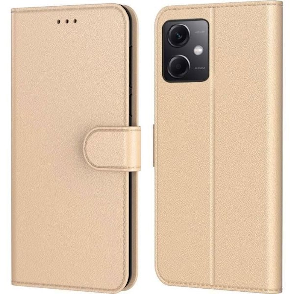 Skyddshull - E.F.CONNECTION - Redmi Note 12 - Läderlook - Rep防止 - Guld gyllene