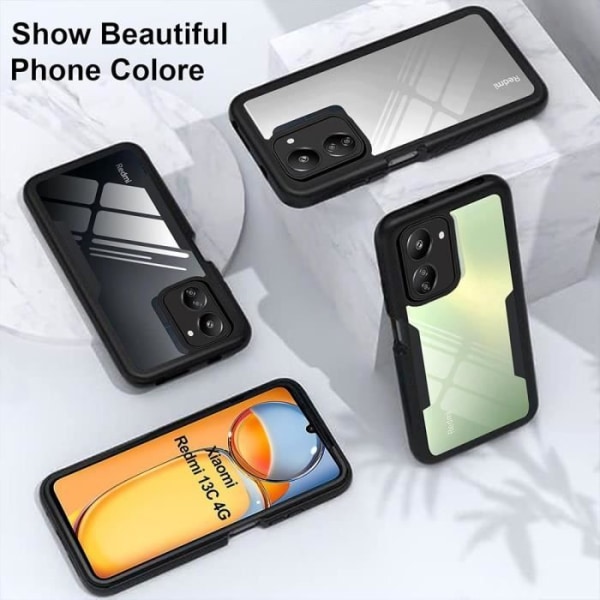 Coque - Xiaomi - Redmi 13C - 360° skydd - Hård - Svart Svart