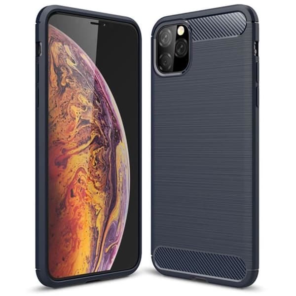 Coque Silicone - E.F.CONNECTION - för iPhone 12 Mini - Mönster Kolfiber - Mörkblå - Mjuk marinblå
