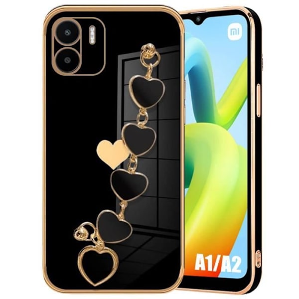 Beskyttelseshætte - Xiaomi - Redmi A1 - Redmi A2 - Fleksibel - Sort - Hjerte Motiv Svart