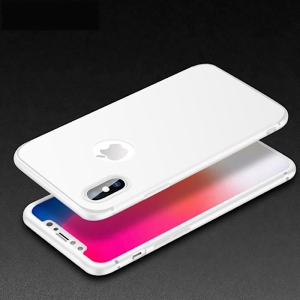 Coque för iPhone X - E.F.CONNECTION - Halvtransparent - Silikon - Stötsäker - Härdat glas Vit