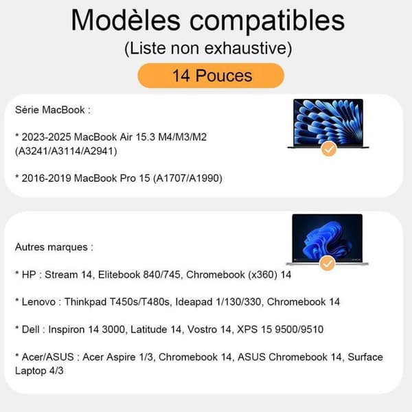 Datorväska 14 Tum med Tillbehörsfodral, för MacBook Pro/Air Lenovo Surface Pro - Grå Grå