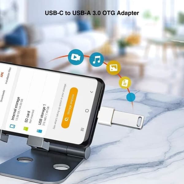Set med 2 USB Typ-A hona till typ-C hane-adapter Vit kontakt