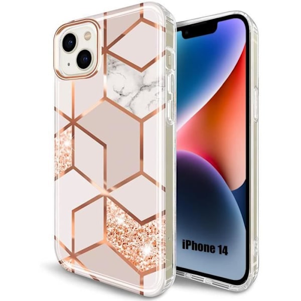 Cover til iPhone 14 Pink Marmor Pattern Protection Letvægts Slank Blød Stødsikker Rosa