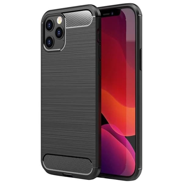 Silikonskal - E.F.CONNECTION - för iPhone 12 - Kolfiber Mönster - Stötsäker - Svart Svart