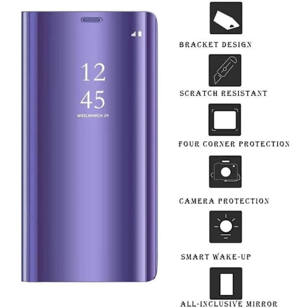 Coque - LuffyShop - Redmi Note 9 Pro Max - PU-läder - Pläterad spegel - Intelligensstöd Blå