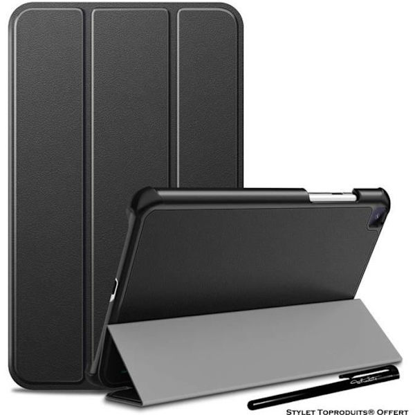 Smart fodral - Toproduits® - Galaxy Tab A 8.0 2019 - Ultratunt - Magnetiskt skydd - Stylus medföljer Svart
