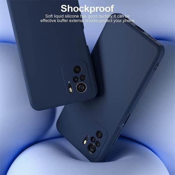 Coque - E.F.CONNECTION - Redmi Note 10 - Silikonvätska - Stötbeständig - 2 Härdat glas marinblå