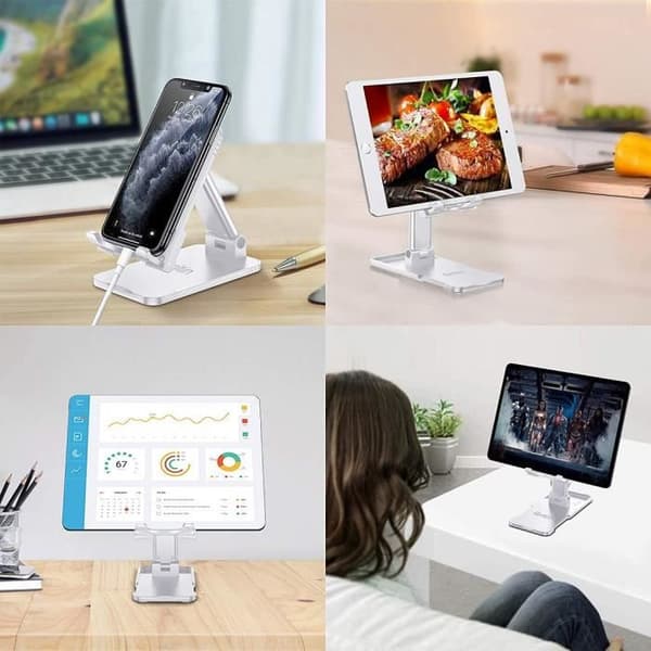 Vikbart mobiltelefonställ Multi-purpose Tabletthållare - Vit Vit