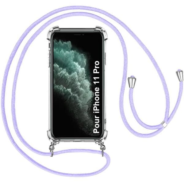 Skyddshell - E.F.CONNECTION - för iPhone 11 Pro - Mjukt - Transparent-Lila - Snodd Inkluderad Transparent-lila