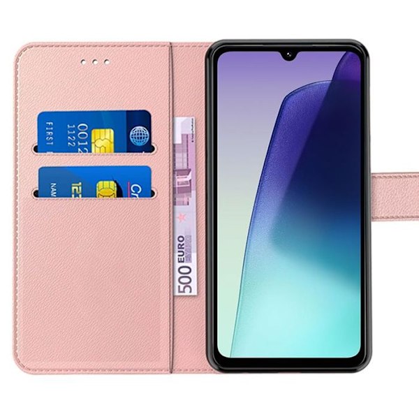 Coque för Xiaomi Redmi 14C, Anti-Rip Skydd 360 Grad PU Läder Rosa Rosa