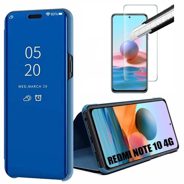 Hårt skyddsfodral för Redmi Note 10 4G - E.F.CONNECTION - Spegeleffekt - Genomskinligt fönster - Blå blå