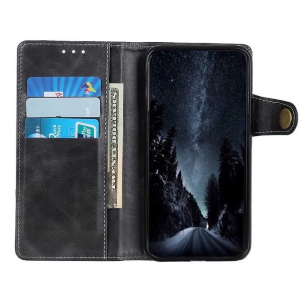 Redmi Note 8T etui, XWZYQ® luksus sort lædertaske cover Flip Wallet læderetui til Xiaomi Redmi Note 8T (6,3")