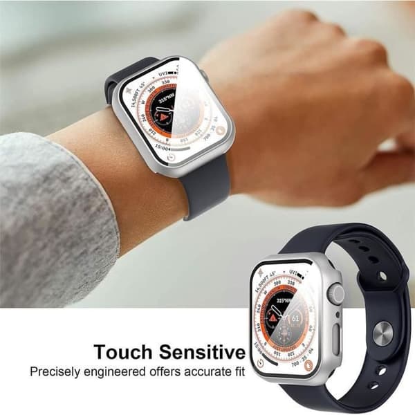 Fodral för Apple Watch Series 9-8-7 45mm - E.F.CONNECTION - Full PC-täckning - Silver Silver