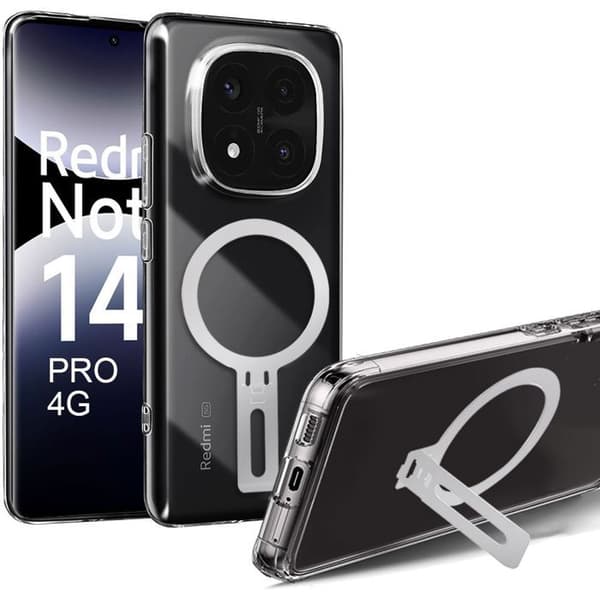 Coque - E.F.CONNECTION - För Xiaomi Redmi Note 14 Pro 4G - Silikon Stötsäker - Magnetiskt Stöd - Transparent Transparent