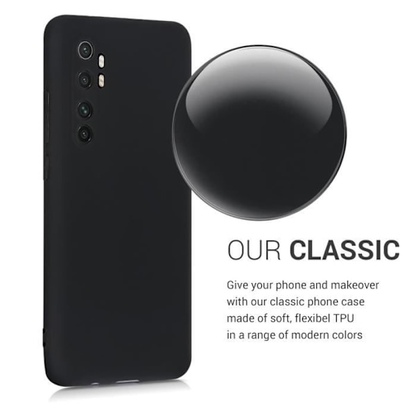 "Coque - kwmobile - Xiaomi Mi Note 10 Lite - Mat sort silikone - Fuld beskyttelse - Flekibel" Svart
