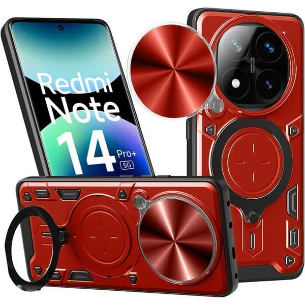 Fodral för Xiaomi Redmi Note 14 Pro Plus 5G, med Kamera Skydd Ring - Röd - E.F.Connection® Röd