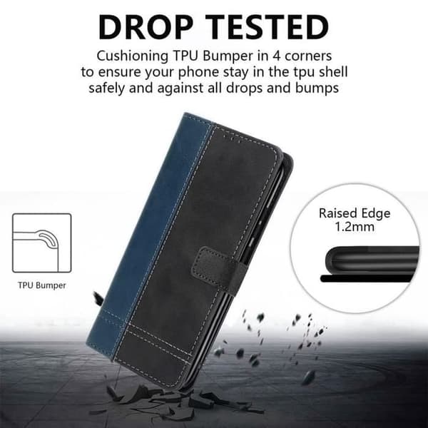 Coque - E.F.CONNECTION - För Xiaomi 14 Pro - PU-läder - Stöd för chock - Justerbart stöd marinblå