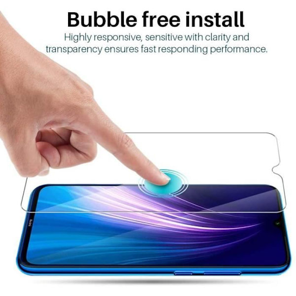 Skærmbeskytter af hærdet glas til Redmi Note 8 - E.F. CONNECTION - Pakke med 2 - Anti-ridse Transparent