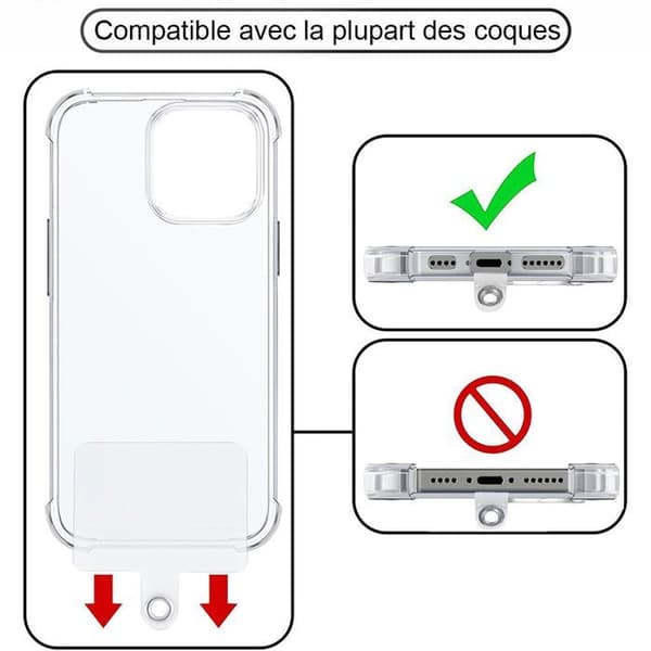 Universell Rem för Telefon, Flätad Snodd med Anti-Förlust Patch - Vit Brun Vit, brun