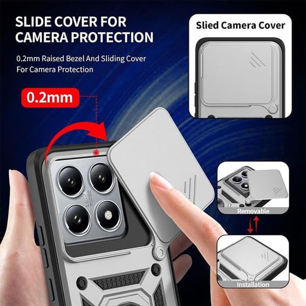 Skyddsfodral för Xiaomi Redmi Note 14 4G - Stötsäker - Stöd - Skydd för glidande kamera Silver